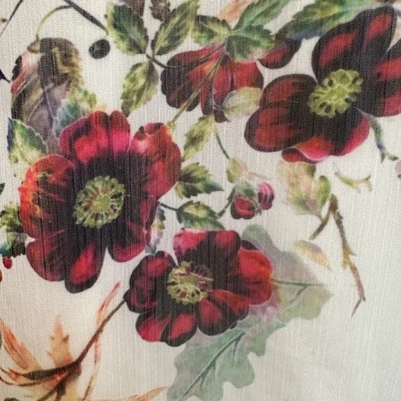 Jessica Simpson Maternity Cream Floral Asymmetrical Chiffon Ruffle Dress Size S - Picture 10 of 14